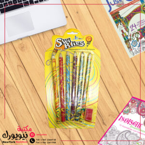 ألوان خشبية كرت 6 لون عريض مع براية